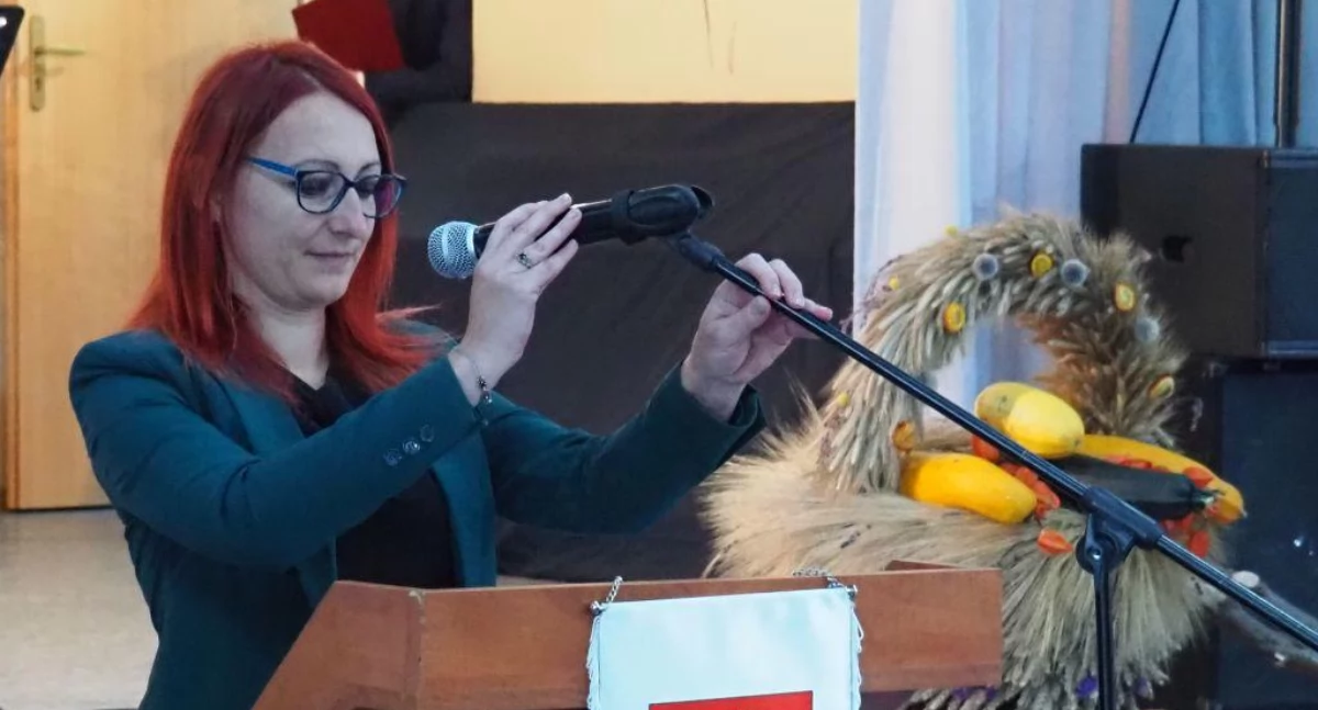 Na zdjęciu: Anna Wędzonka na jubileuszu szkoły