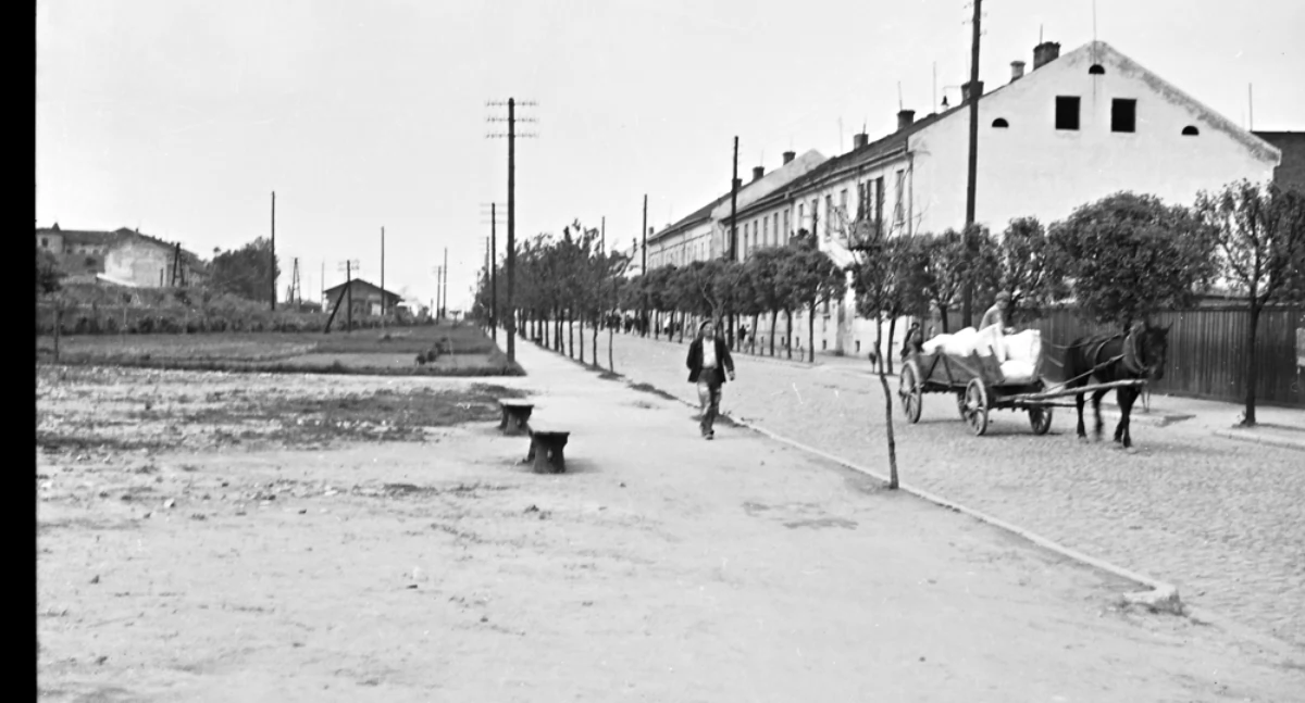 Na zdjęciu: Ulica Reymonta, widok w kierunku dworca. Fot. Zbiory muzeum 