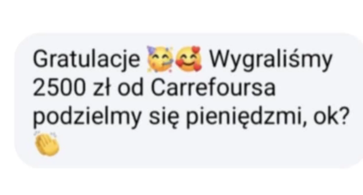 Na zdjęciu: Wiadomość jaką otrzymała pani Marta od oszustów