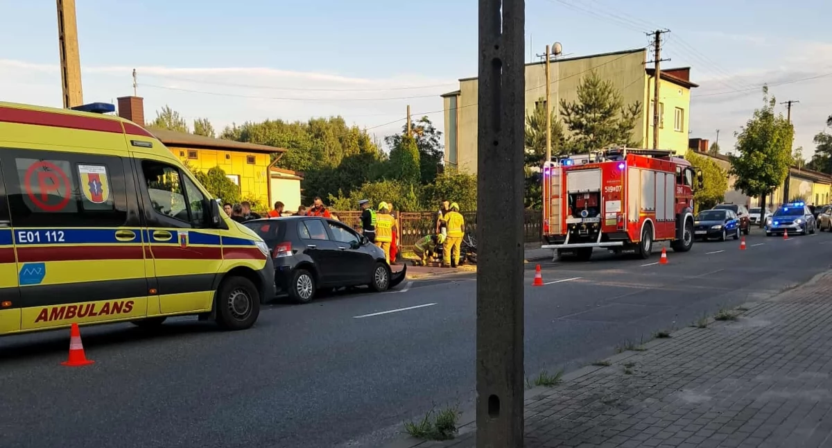 Na zdjęciu: miejsce wypadku w Kamieńsku przy ul. Słowackiego, fot. KSRG OSP Kamieńsk 