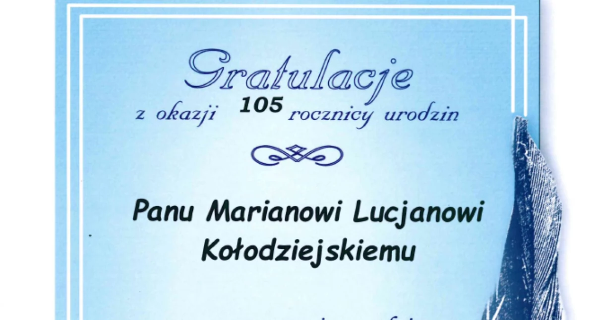Ludzie, Radomszczanin Marian Kołodziejski skończył Życzenia złożył prezydent miasta - zdjęcie, fotografia
