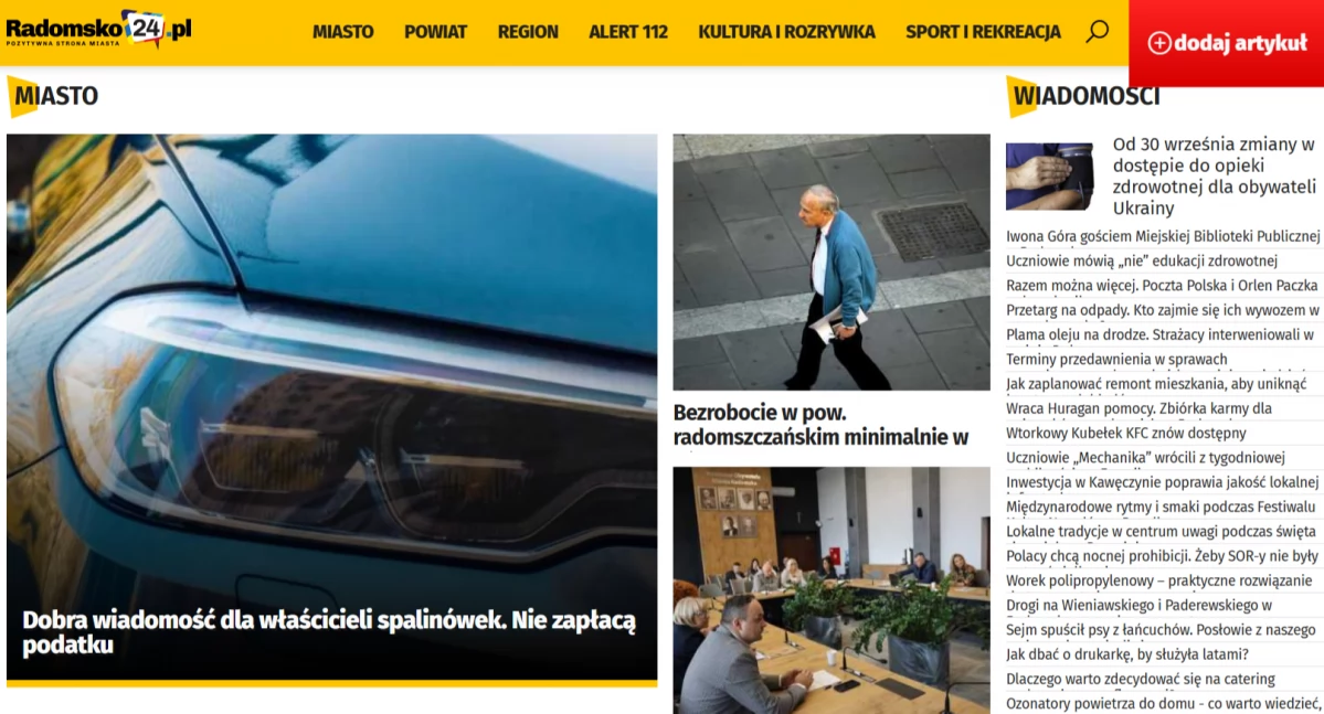 Na zdjęciu: Na zdjęciu strona główna portalu Radomsko24.pl