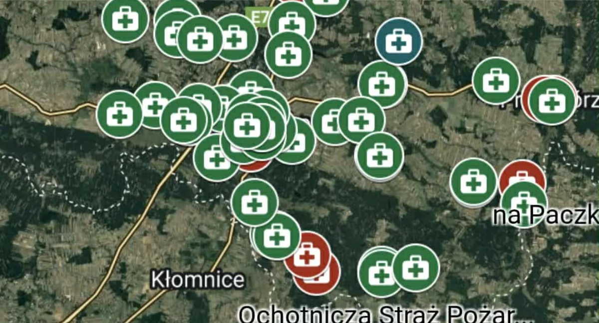 Na zdjęciu: Mapa defibrylatorów AED, fot. Facebook/Urząd Miejski w Przedborzu