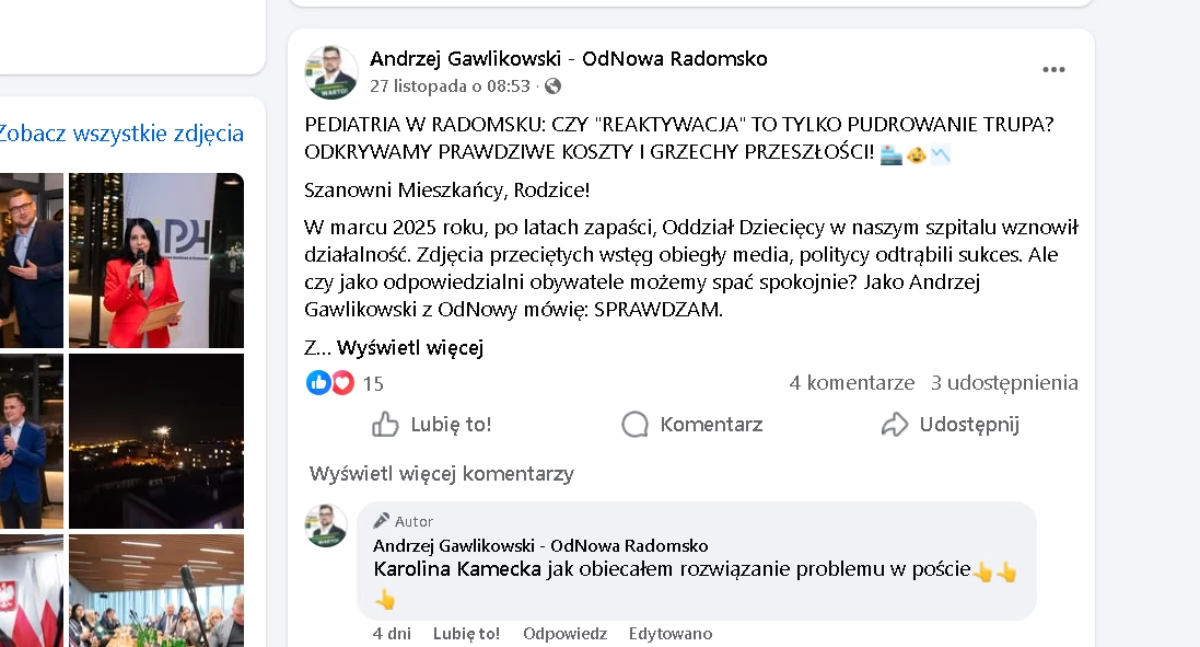 Na zdjęciu: Receptę radomszczanin opublikował na swoim Facebooku