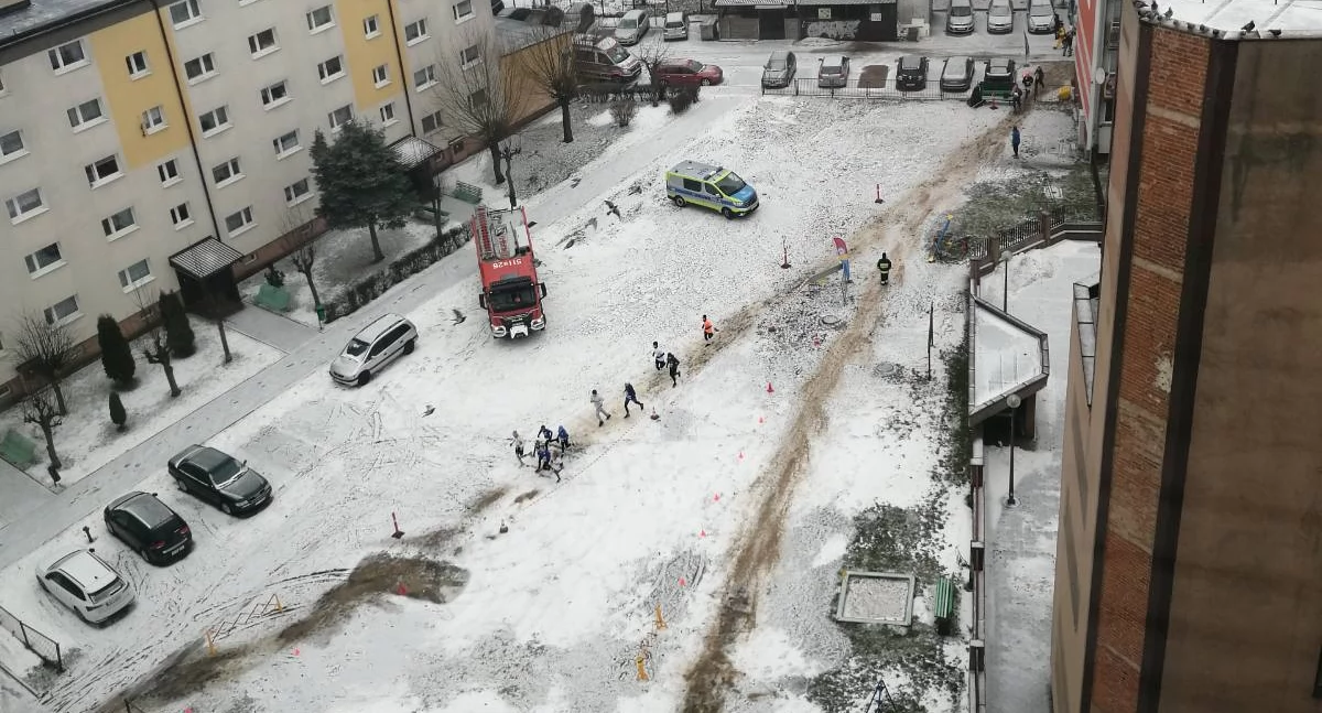 Na zdjęciu: To był biega od wieżowca do wieżowca. I po schodach