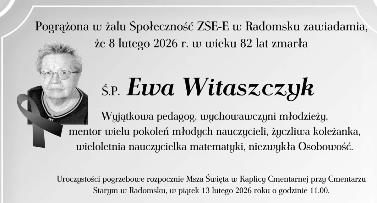 Na zdjęciu: Ewa Witaszczyk była nauczycielką w ZSE-E, fot. Facebook/ZSE-E