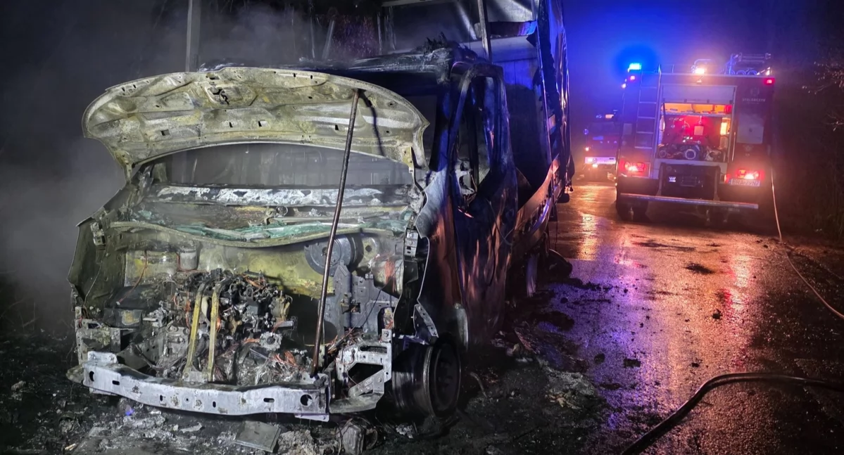 Na zdjęciu: Renault najpierw uderzyło w sarnę, fot. Facebook/OSP Przedbórz