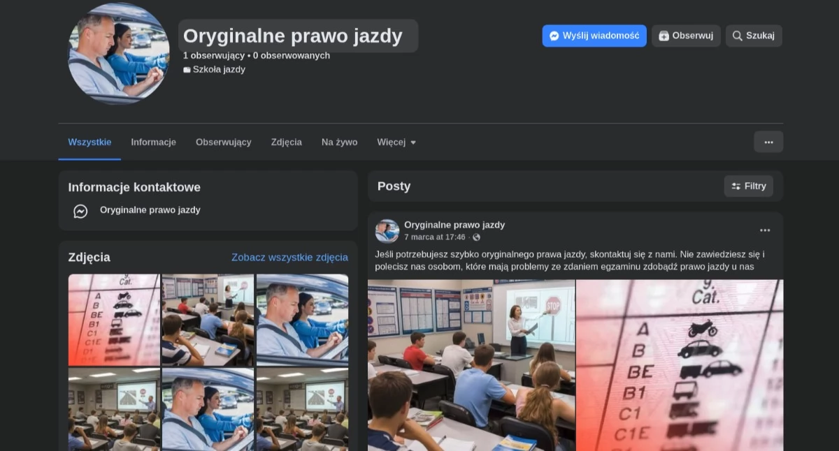Na zdjęciu: Facebookowy profil oszustów