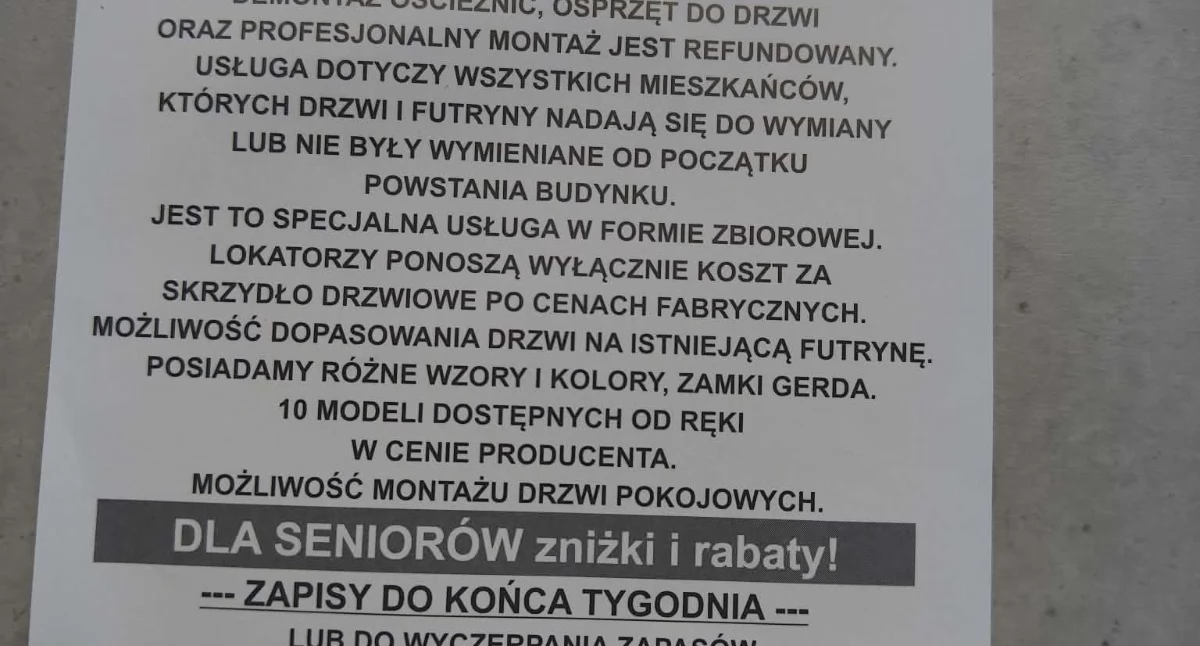 Na zdjęciu: Ulotka, którą znalazła pani Agnieszka, fot. nadesłane