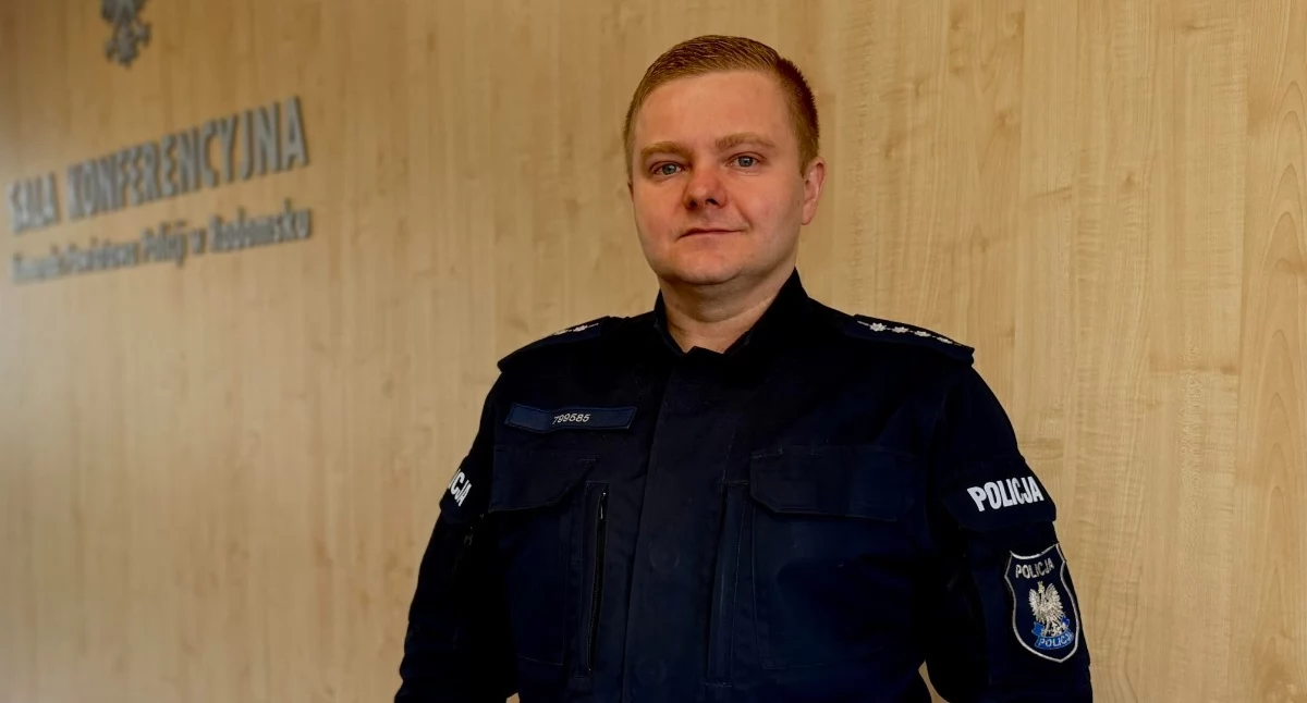 Na zdjęciu: Aspirant Radosław Starostecki, fot. KPP Radomsko