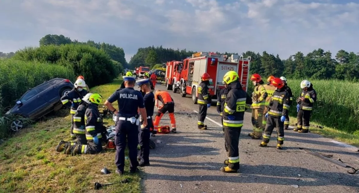 Na zdjęciu wypadek spowodowany przez pijaną na Wygodzie w gminie Gidle