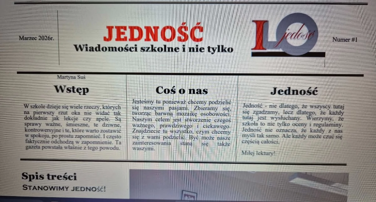 Na zdjęciu: Pierwszy nr gazety wydanej przez zespół I LO  fot. I Liceum Ogólnokształcące im. Feliksa Fabianiego w Radomsku 