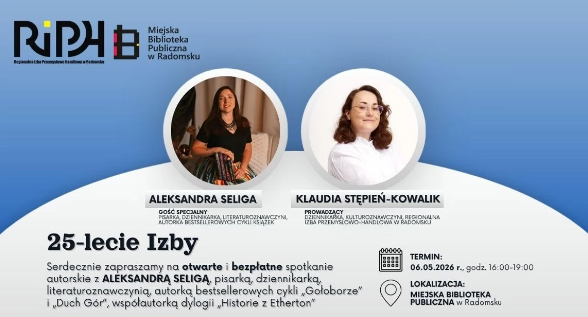 Przedsiębiorcy, lecie Radomsku Spotkanie autorskie Aleksandrą Seligą pisarką dziennikarką literaturoznawczynią - zdjęcie, fotografia