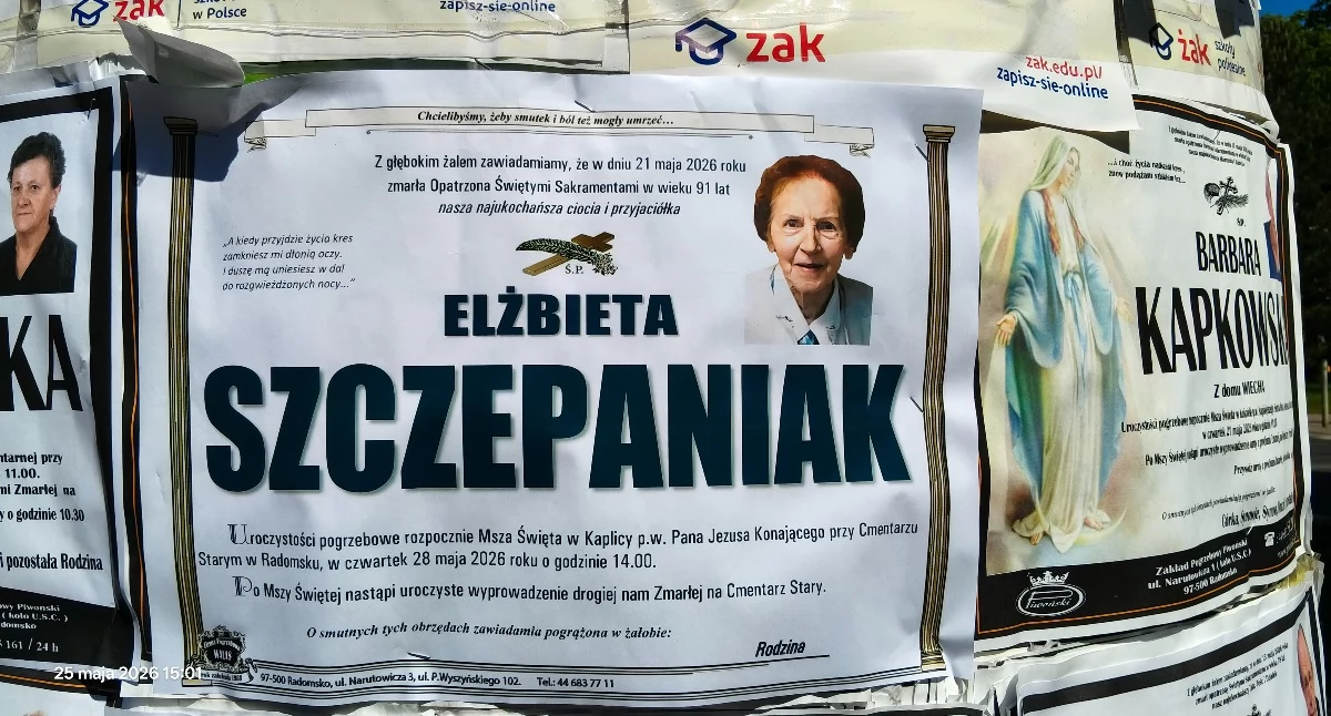 Na zdjęciu: Nekrolog pani Elżbiety