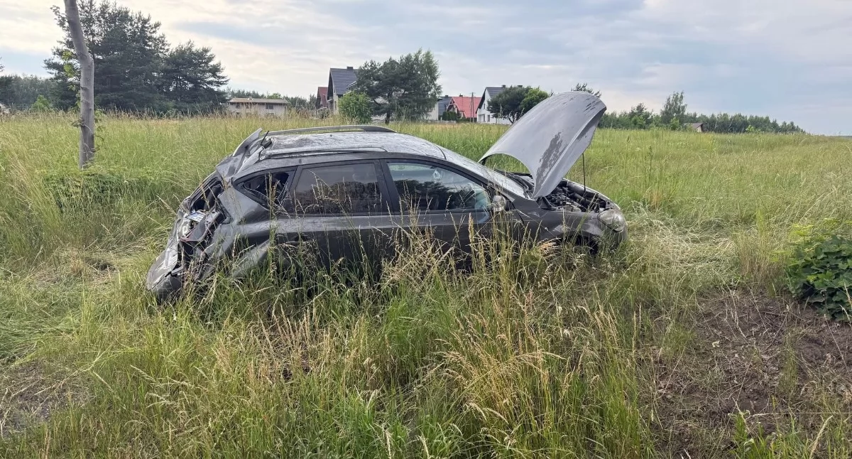 Na zdjęciu: Kia uderzyła w drzewo, fot. Facebook/OSP Kodrąb 