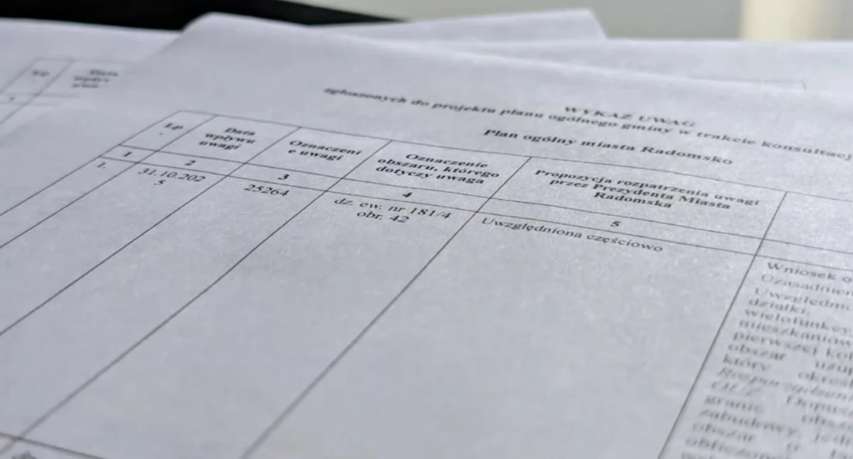 Na zdjęciu zestawienie uwag zgłoszonych przez mieszkańców