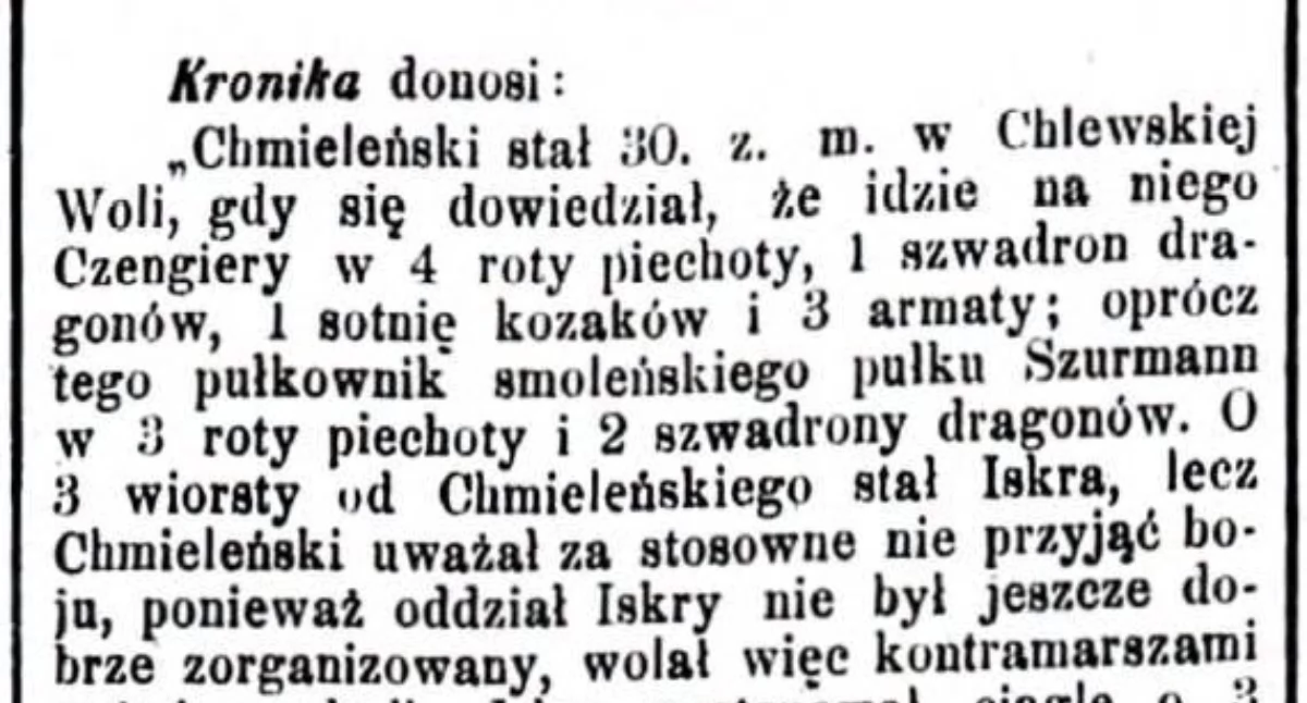 Na zdjęciu: W 1863 roku okolice Przedborza stały się areną zaciętej walki, fot. Facebook/Muzeum Ludowe w Przedborzu/Skan artykułu dot. bitwy 3 września 1963 r.  w Przedborzu, z 