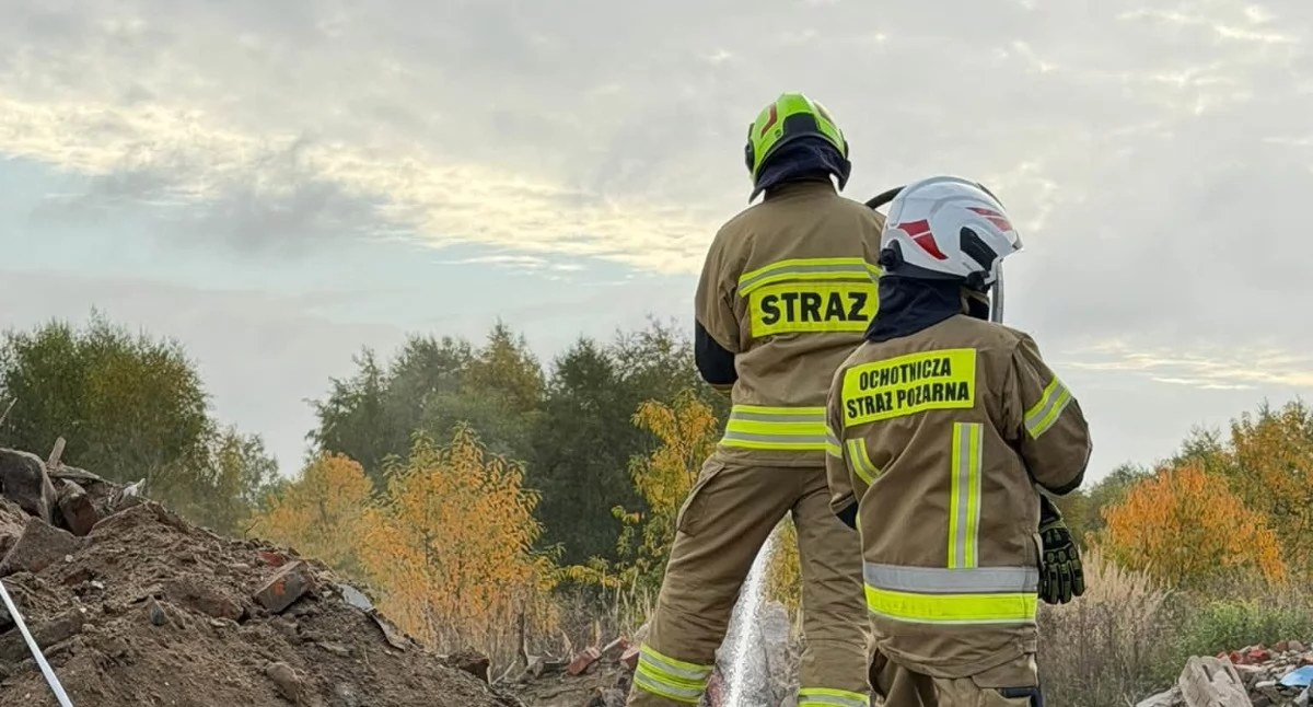 Na zdjęciu: Strażacy gasili ogniska przy A1, fot. Facebook/OSP Radziechowice Drugie