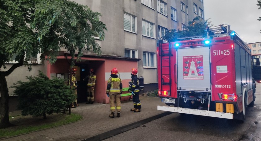 Na zdjęciu strażacy, którzy przyjechali na miejsce 