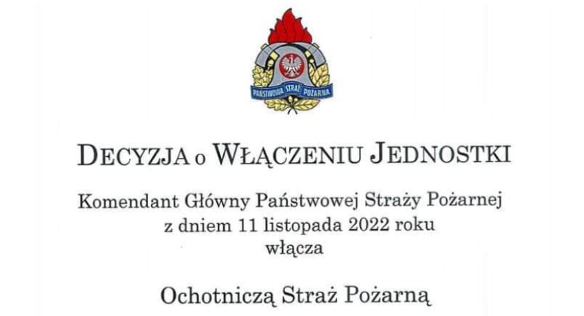 Na grafice jest napisane o włączeniu OSP do KSRG