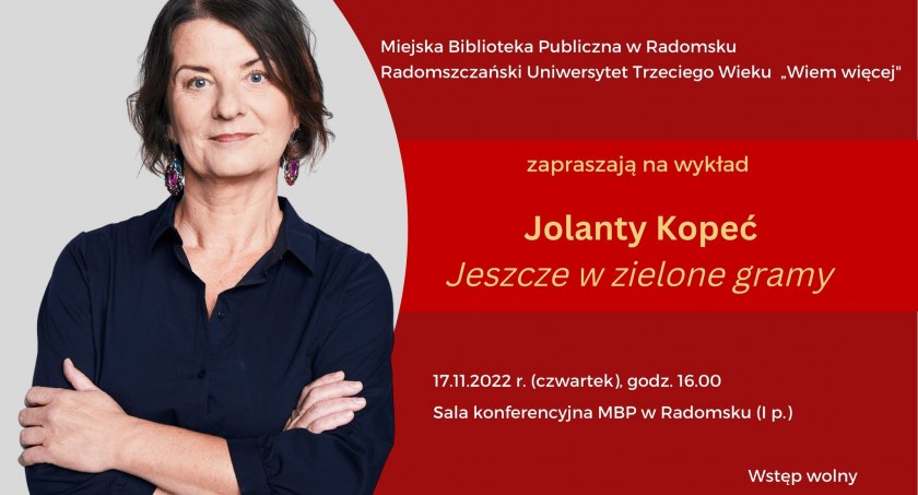 Na zdjęciu Jolanta Kopeć promująca wykład 