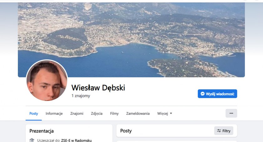 Na zdjęciu fakowe konto na facebooku