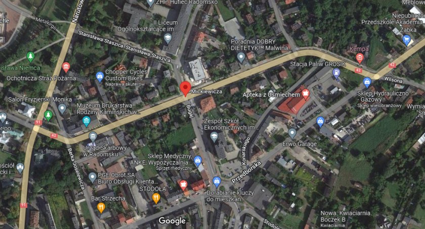 Na zdjęciu zrzut ekranu z Map Google