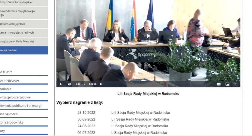 Na zdjęciu BIP UM Radomsko - nagrania z ostatniej sesji wciąż nie ma