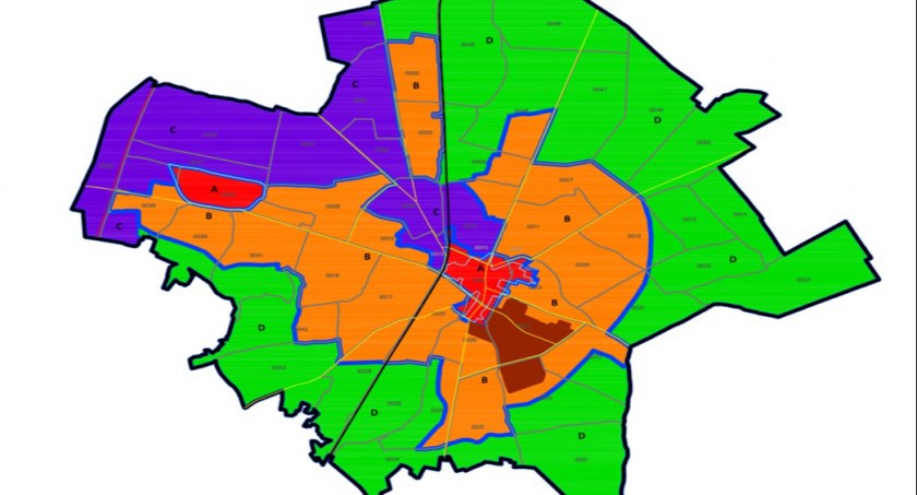 Na zdjęciu mapka z podziałem na strefy
