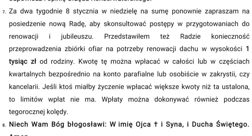 Na zdjęciu zrzut ekranu z Facebooka parafii