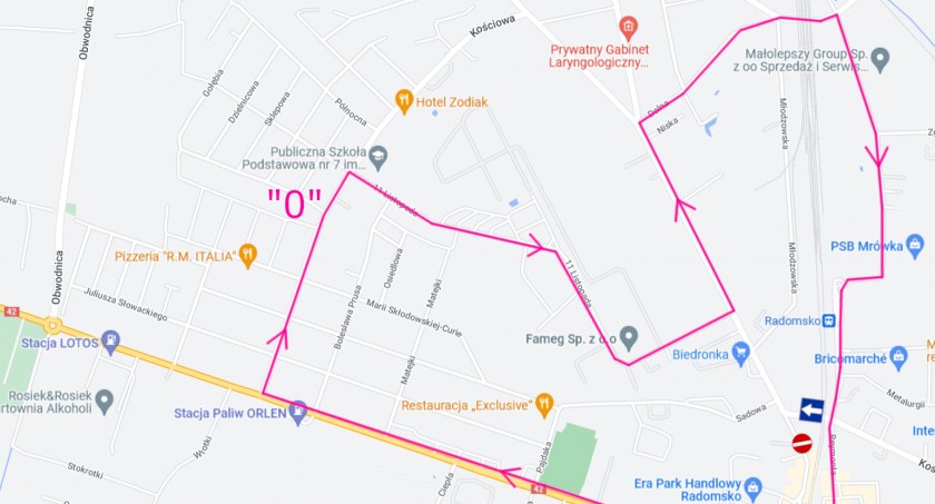 Na zdjęciu plan trasy MPK
