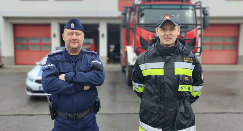 Na zdjęciu aspirant Trepka i kapitan Jeziorski