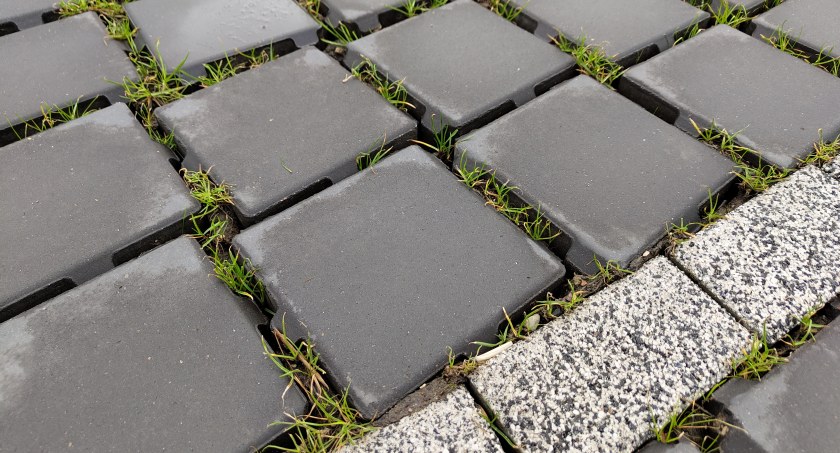 Na zdjęciu luźna kostka na parkingu przy Reymonta