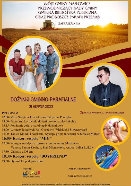 Plakat zapraszający na dożynki w gminie Masłowice