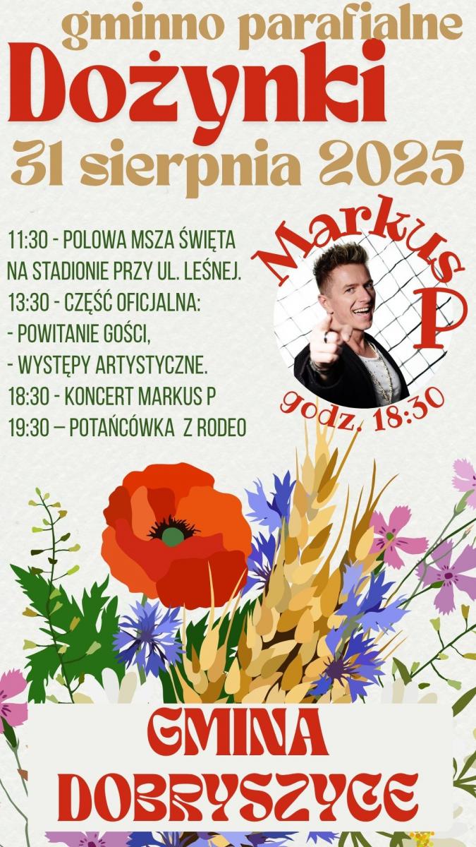 Plakat Dożynki Gmina Parafia Dobryszyce 2025