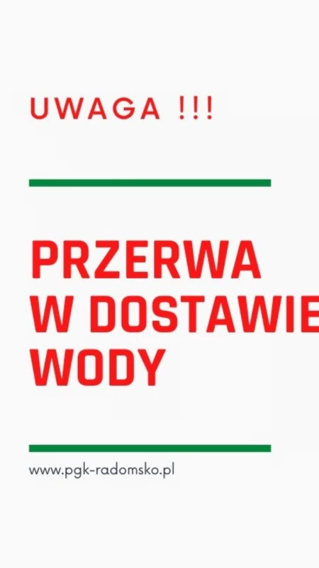PGK Radomsko informuje o awarii. Nie ma wody przy części Brzeźnickiej