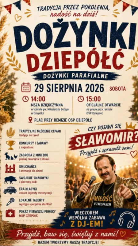 Dożynki w Dziepółci już w sobotę. Będzie polonez, dzik z rożna i… zagadka ze Sławomirem
