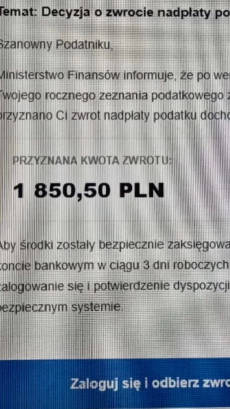 Nowy sposób oszustów: fałszywy mail z „e-Urzędu Skarbowego”. Nie dajcie się nabrać