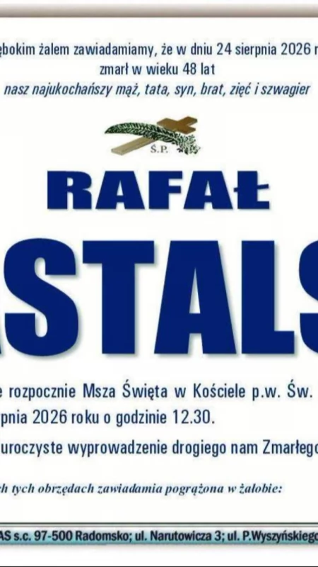 Zmarł Rafał Mastalski, wieloletni urzędnik Starostwa Powiatowego w Radomsku
