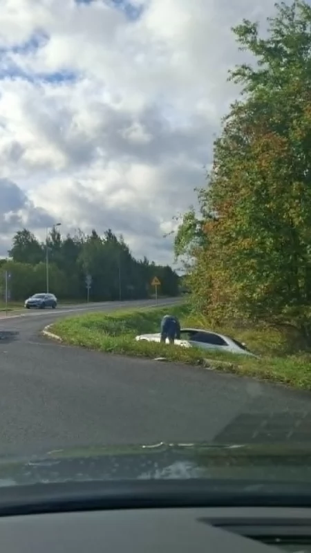 Kolizja przy Inwestycyjnej. 35-latka nie dostosowała prędkości, auto wjechało do rowu 