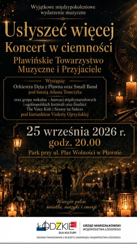 [WIDEO] To będzie wyjątkowy koncert w ciemności w parku w Pławnie. Klimatyczny muzyczny wieczór przy świecach
