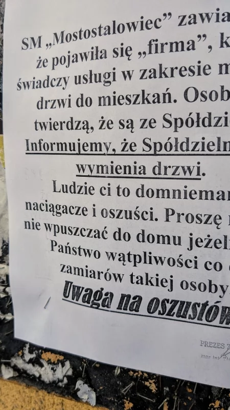 Uwaga! Oszuści mówią, że są ze spółdzielni. Nie dajcie się nabrać. Spółdzielnia ostrzega