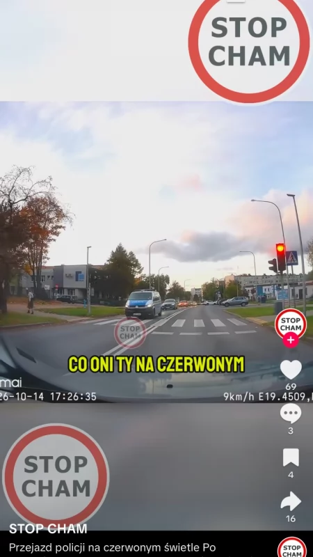 [WIDEO] Radomszczańscy policjanci na STOP CHAM. Przejechali na czerwonym świetle